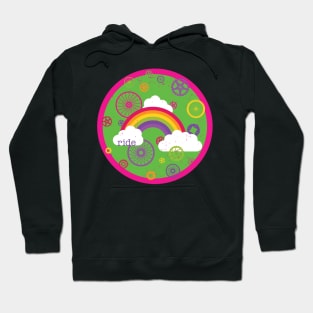 Super Bright Rainbow and Bicycle Parts Hoodie